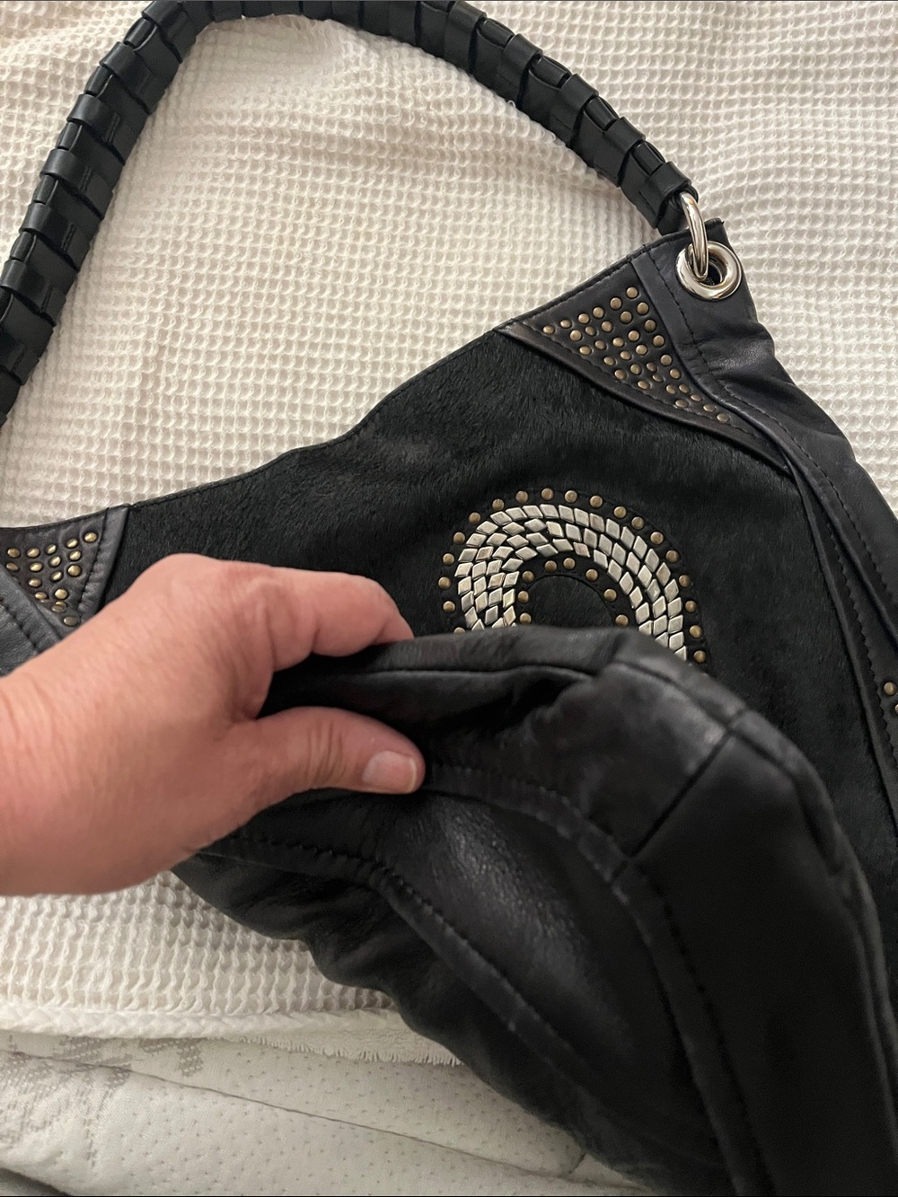 OrYany Black Studded Snake-Accented Women's Shoulder Bag - Picture 16 of 16